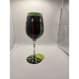 Lolita "50 and Fabulous" Love My Wine Glass Hand Painted Recipe Candles Confetti